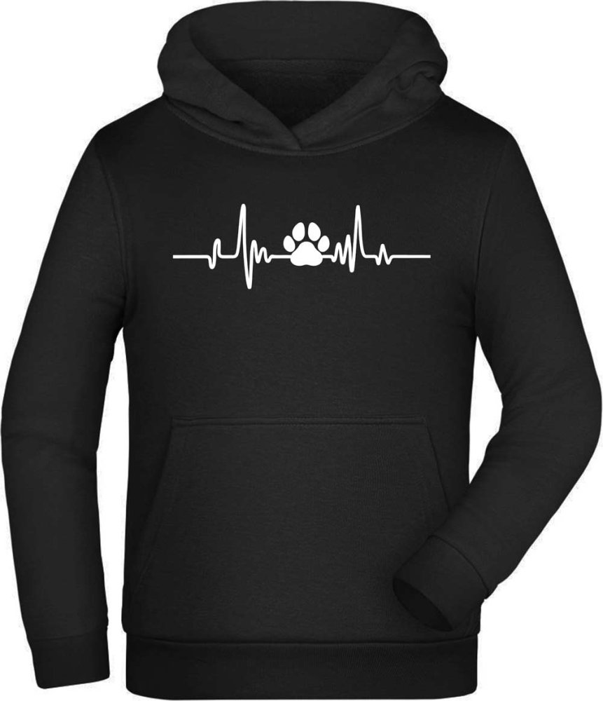 Hoodie Kids Hooded Sweatshirt - Heartbeat Line with Dog Paw i583